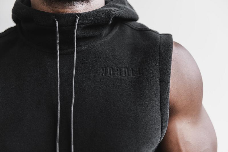 Nobull Arctic Sleeveless Pullover Men's Hoodie Black | USA Z1564U